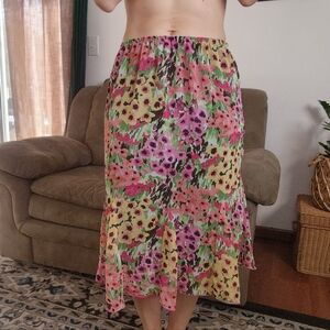 Notations Vintage Floral Midi Skirt Size Large Petite
